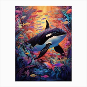 Surreal Orca Whales With Waves5 Canvas Print