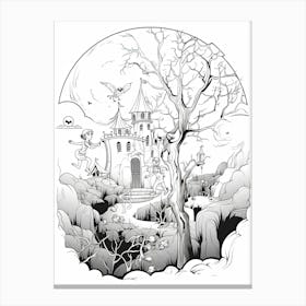 Neverland (Peter Pan) Fantasy Inspired Line Art 1 Canvas Print