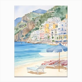 Watercolour Of Amalfi Coast Canvas Print