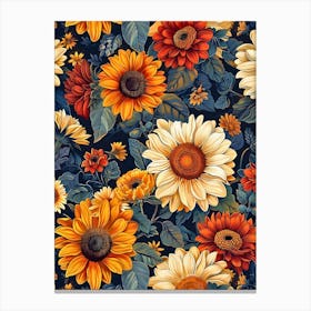 Sunflowers Wallpaper Inspired By William Morris 1 Canvas Print