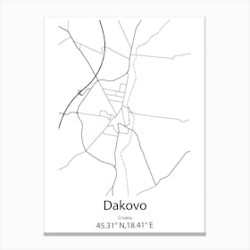 Dakovo,Croatia Minimalist Map Canvas Print