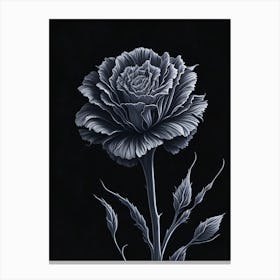 A Carnation In Black White Line Art Vertical Composition 38 Canvas Print