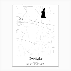 Svedala,Sweden Minimalist Map Canvas Print