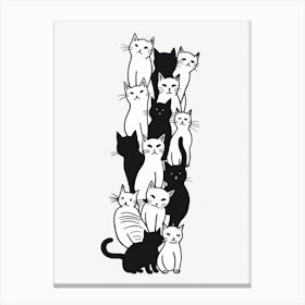 Stack Of Cat Line Drawing 3 Canvas Print
