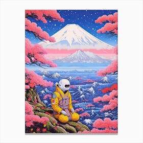 Hippie Astronaut Meditating In Moutn Fuji, Japan 3 Canvas Print