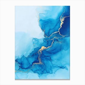 Luxury Blue Abstract Background Of Marble Liquid Ink Canvas Print