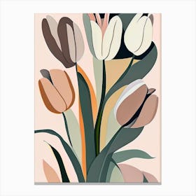 Tulip Wildflower Modern Muted Colours 2 Canvas Print