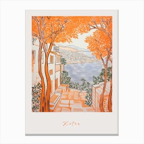 Kotor Montenegro Orange Drawing Poster Canvas Print