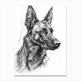 German Shepherd Dog Line Drawing Sketch 2 Canvas Print