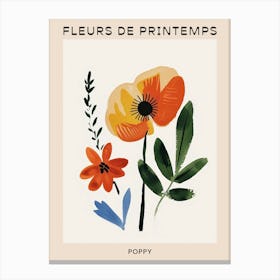 Spring Floral French Poster  Poppy 1 Canvas Print