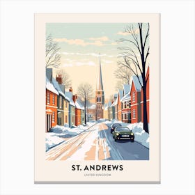 Vintage Winter Travel Poster St Andrews United Kingdom 2 Canvas Print