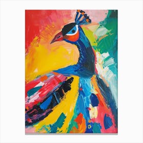 Colourful Brushstroke Peacock 2 Canvas Print