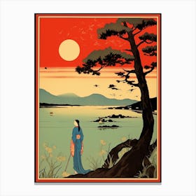 Lake Biwa Japan Vintage Travel Art 3 Canvas Print