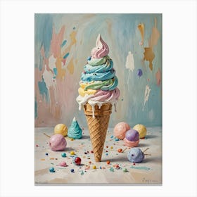 Pastel Ice Cream Cone Canvas Print