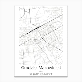 Grodzisk Mazowiecki,Poland Minimalist Map Stampe su tela