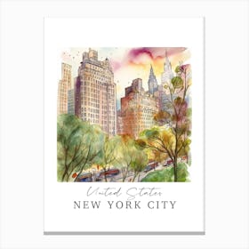 United States, New York City Storybook 6 Travel Poster Watercolour Canvas Print