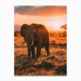 Elephant At Sunset In Kenya Canvas Print