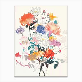 Chrysanthemum 3 Collage Flower Bouquet Canvas Print