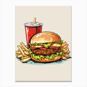 Burger And Fries Vector Illustration Canvas Print