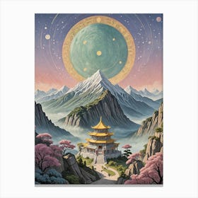 Cosmic Temple In The Mountains Canvas Print