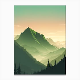 Misty Mountains Vertical Composition In Green Tone 78 Canvas Print