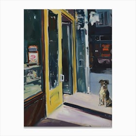 Dog In Front Of Store Canvas Print