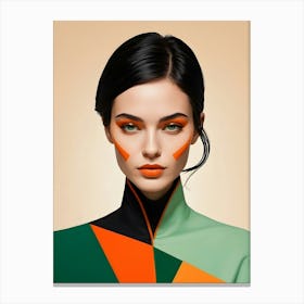 Geometric Woman Portrait Pop Art (78) Canvas Print