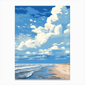 A Screen Print Of Formby Beach Merseyside 2 Canvas Print