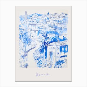 Granada Spain 3 Mediterranean Blue Drawing Poster Canvas Print