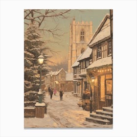 Vintage Winter Illustration Canterbury United Kingdom 1 Canvas Print