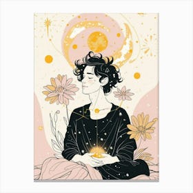 Aphrodisiac boy flowers moon Canvas Print