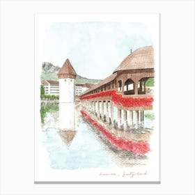 Lucerne, Chapel Bridge, Switzerland Canvas Print