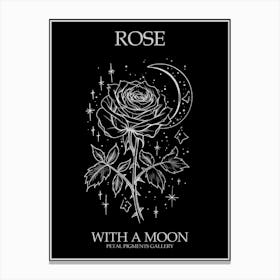 Rose With A Moon Line Drawing 4 Poster Inverted Canvas Print