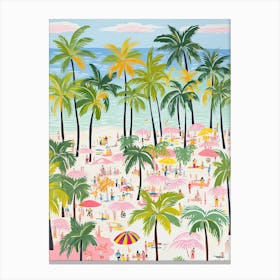 Waikiki Beach, Honolulu, Hawaii, Matisse And Rousseau Style 4 Canvas Print
