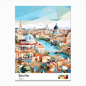 Seville, Spain, Geometric Illustration 1 Poster Canvas Print