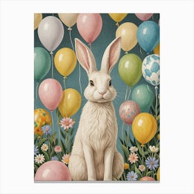 Easter Bunny And Balloons Canvas Print