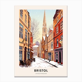 Vintage Winter Travel Poster Bristol United Kingdom 2 Canvas Print