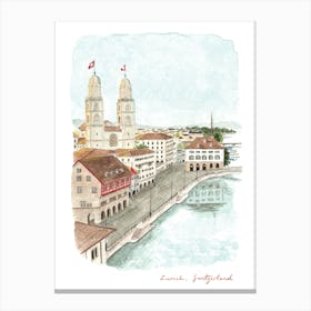 Zurich, Grossmünster Cathedral, Switzerland Canvas Print