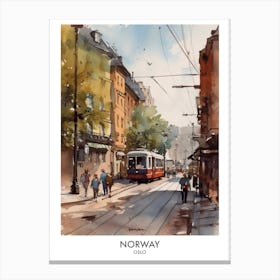 Oslo, Norway 3 Watercolor Travel Poster Canvas Print