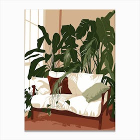 Living Room With Plants 1 Canvas Print