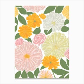 Marigold Pastel Floral 1 Flower Canvas Print