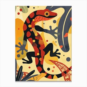 Red Mediterranean House Gecko Abstract Modern Illustration 3 Canvas Print