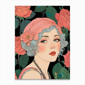 Woman With Roses Canvas Print