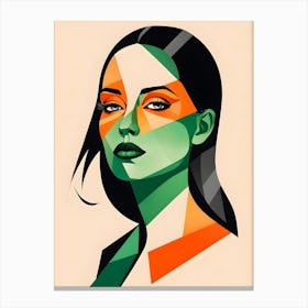 Geometric Woman Portrait Pop Art (9) Canvas Print