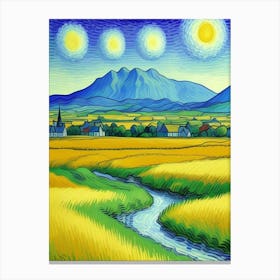 Starry Night Over Wheat Field Canvas Print