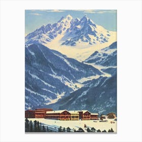 Portillo, Chile Ski Resort Vintage Landscape 2 Skiing Poster Canvas Print