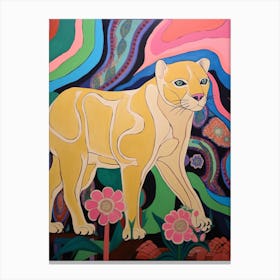 Maximalist Animal Painting Cougar 4 Canvas Print