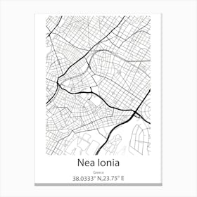 Nea Ionia,Greece Minimalist Map Canvas Print