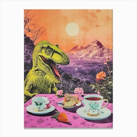 Retro Dinosaur Tea Party 2 Canvas Print