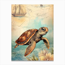 Beach House Sea Turtle  15 Canvas Print